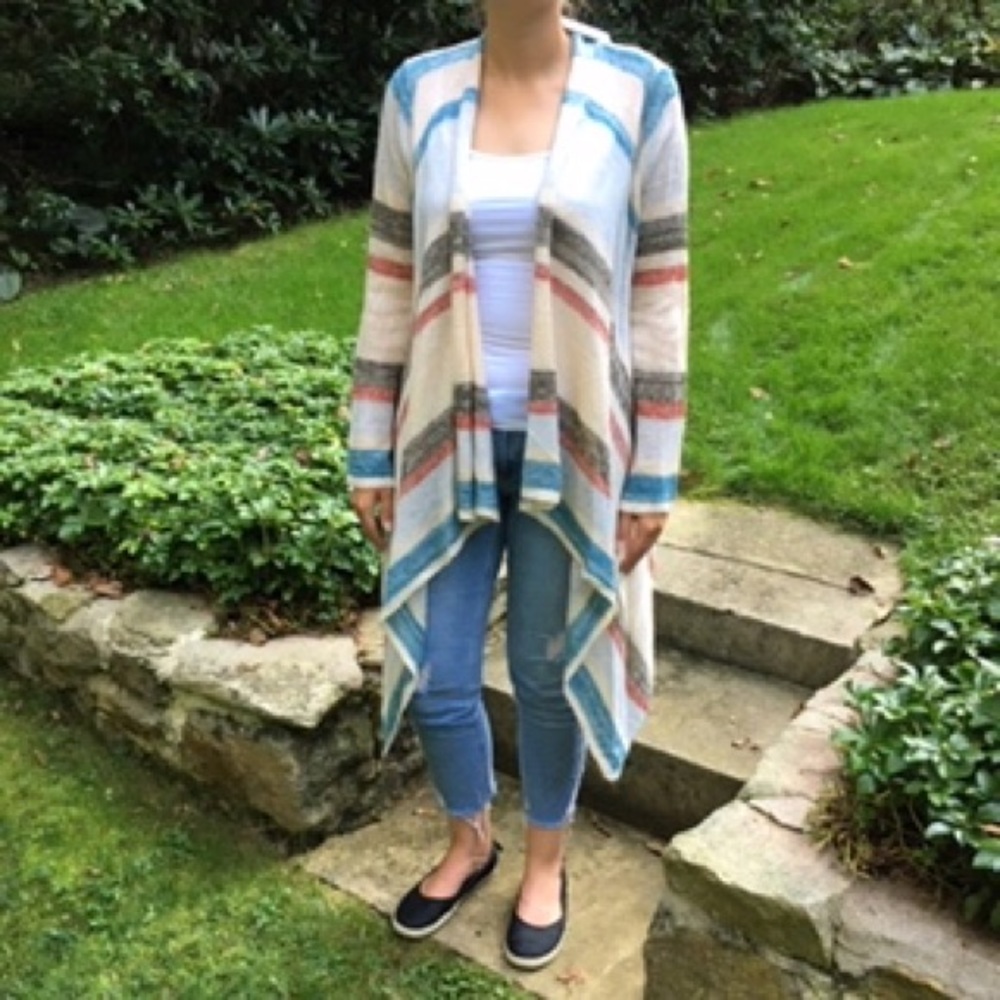 Striped drapey open cardigan